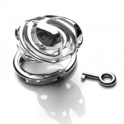  - Alloy Fixed Handcuff Ring Chastity Cage