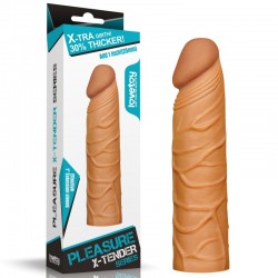 Супер реалистичная удлиняющая коричневая насадка на пенис Pleasure X Tender Penis Sleeve - 