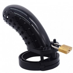 BDSM () - New Type Male Chastity Device with Perforated design Cage Long Black