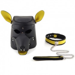 BDSM () -     Neoprene Dog Headgear Collar Yellow