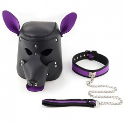 BDSM () -     Neoprene Dog Headgear Collar Purple