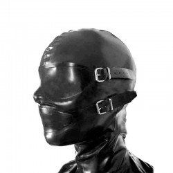 BDSM () - Latex Removable Eye Mask Mouth Plug Head Cover