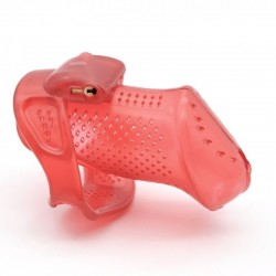  - Male Chastity Device with Perforated design Cage Red Small