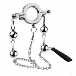 BDSM () -       Cock Ring With Double Weight Ball and Leash