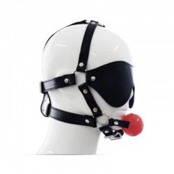 BDSM () - Blindfold Harness and Ball Gag Red