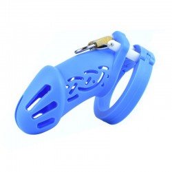 BDSM () -     Silicone Chastity Cage Blue Standart