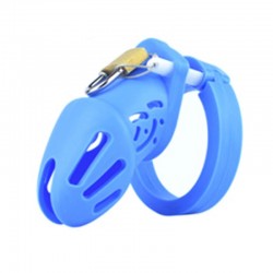 BDSM () -     Silicone Chastity Cage Blue Small