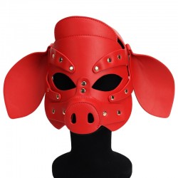 BDSM () -     Leather Pig Mask Red