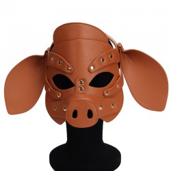 BDSM () -     Leather Pig Mask Brown