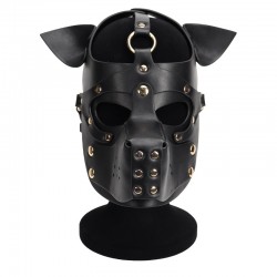  -   Puppy Face Leather Dog Mask Black