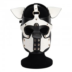  -   Puppy Face Leather Dog Mask White