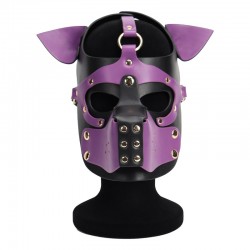 BDSM () -   Puppy Face Leather Dog Mask Purple
