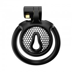  -    3D Mini Chastity Cage ZX-1Z Flat Ring Arc-shaped ring Black